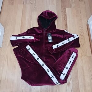 2 Piece Athletic LinedSweatsuit Hoodie/JoggersWarm for Fall/Winter S/M